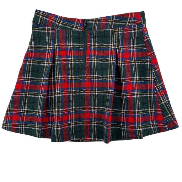 Copper Key Plaid Pleated Mini Skirt Girls Size Large 14 Red Green - Picture 3 of 6